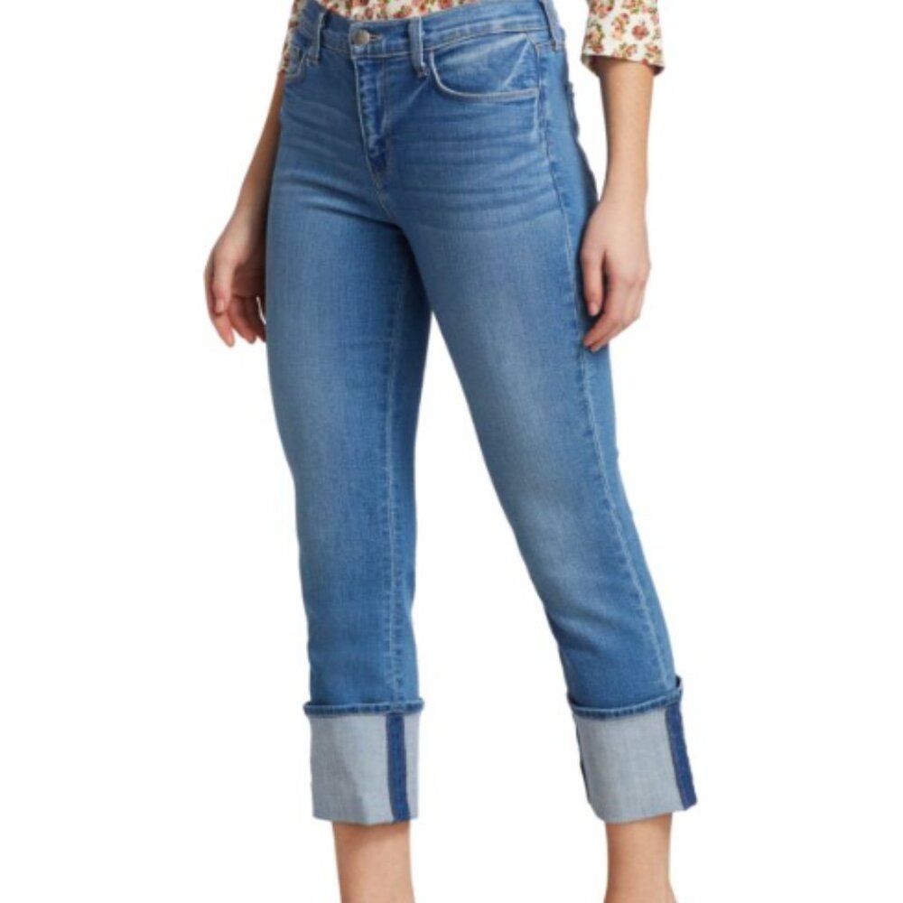 L'Agence Camilla High Rise Cropped Slim Jeans in Dover Wash Pockets Blue Size 25